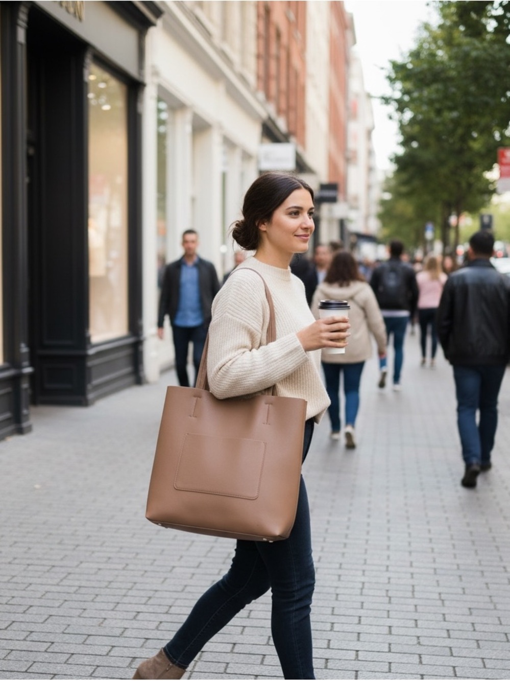 Antik Kraft Taupe Brown Tote with Front Pocket